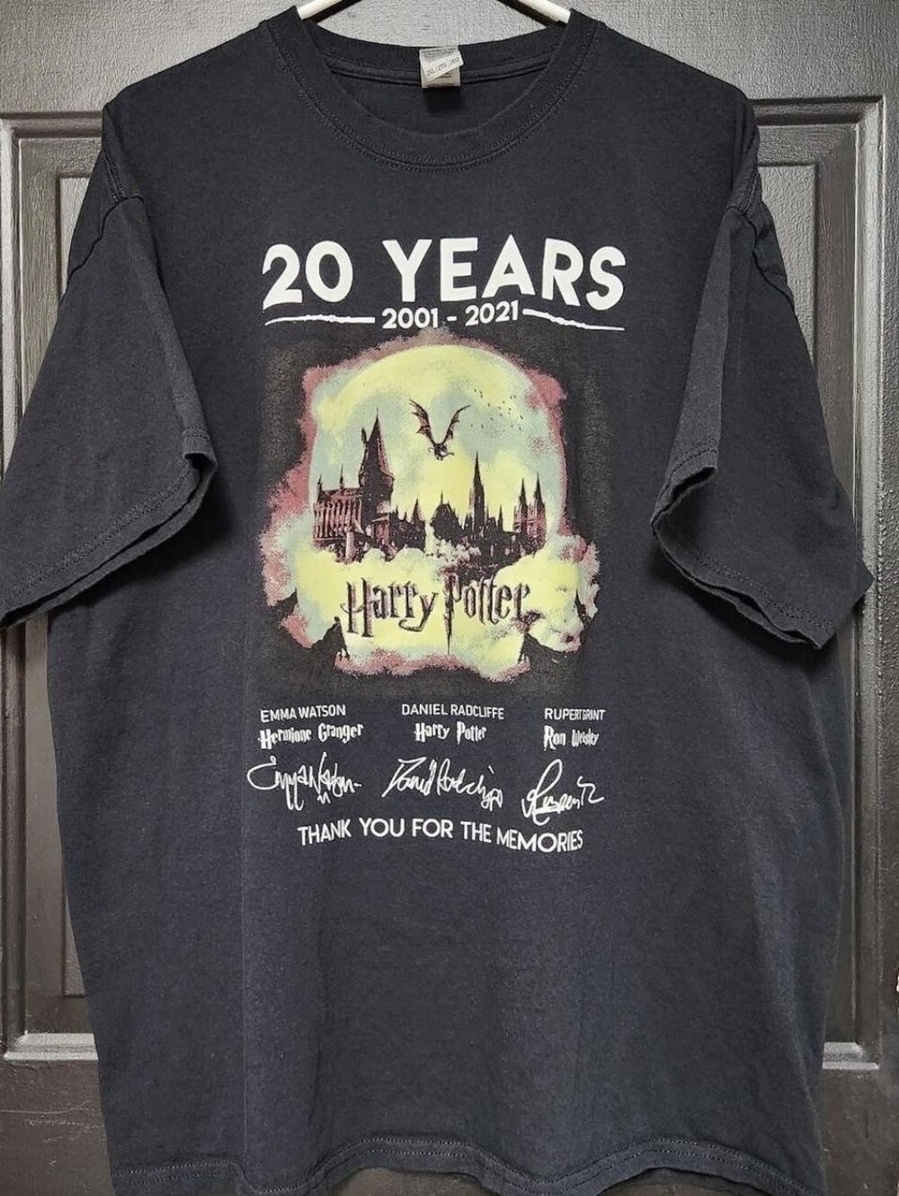 Harry Potter 20 Years Anniversary 2001-2021 Graphic T-Shirt Gildan 2XL Black Tee